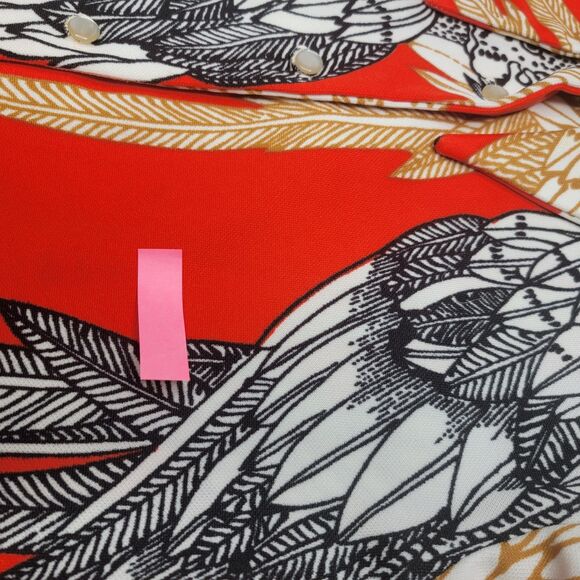 Vintage Hamilton Dallas Parrot Print Button Down Shirt Small Red Orange Gold Bir - Picture 6 of 16